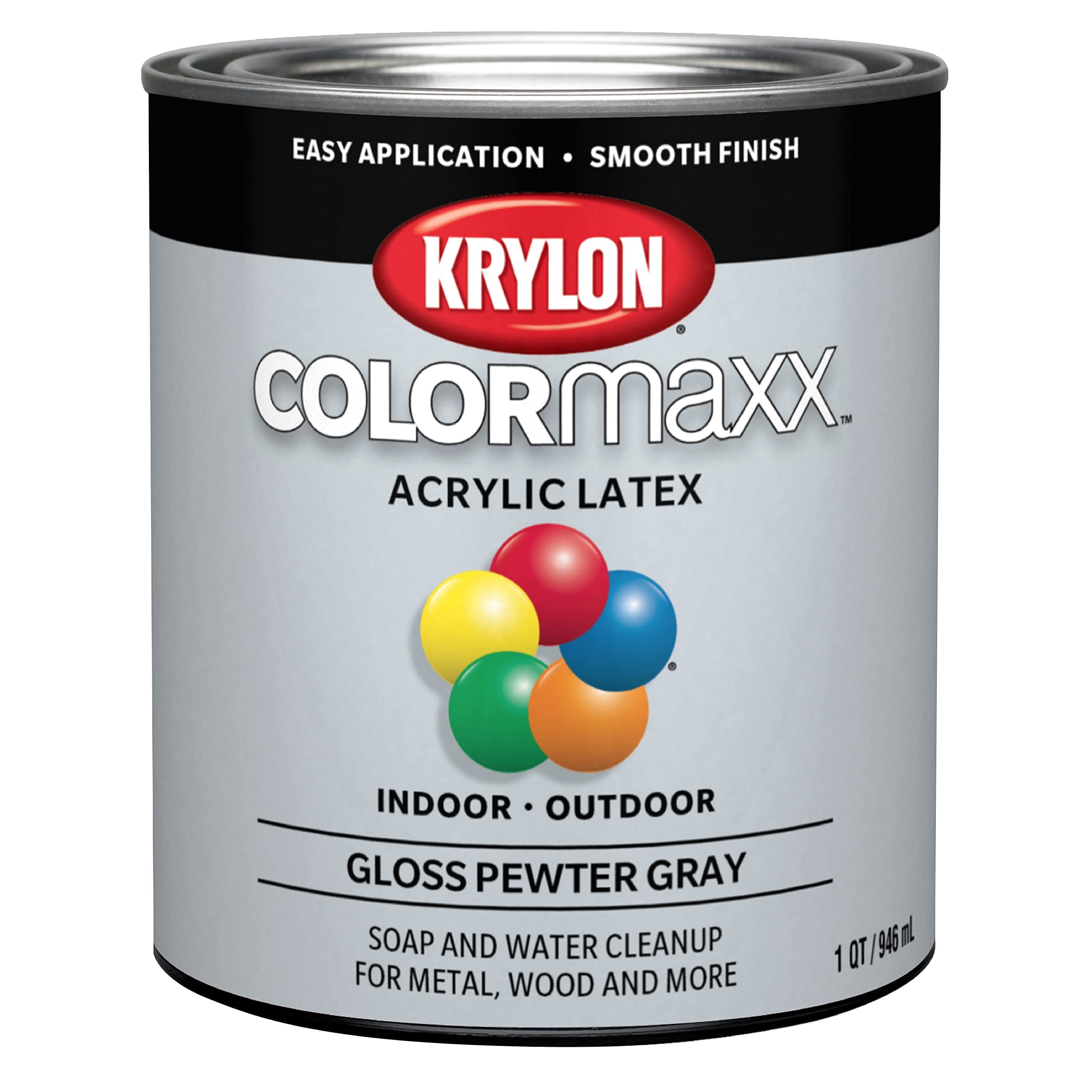 Krylon® COLORmaxx™ Brush-On, Gloss, Pewter Grey, 1 Quart