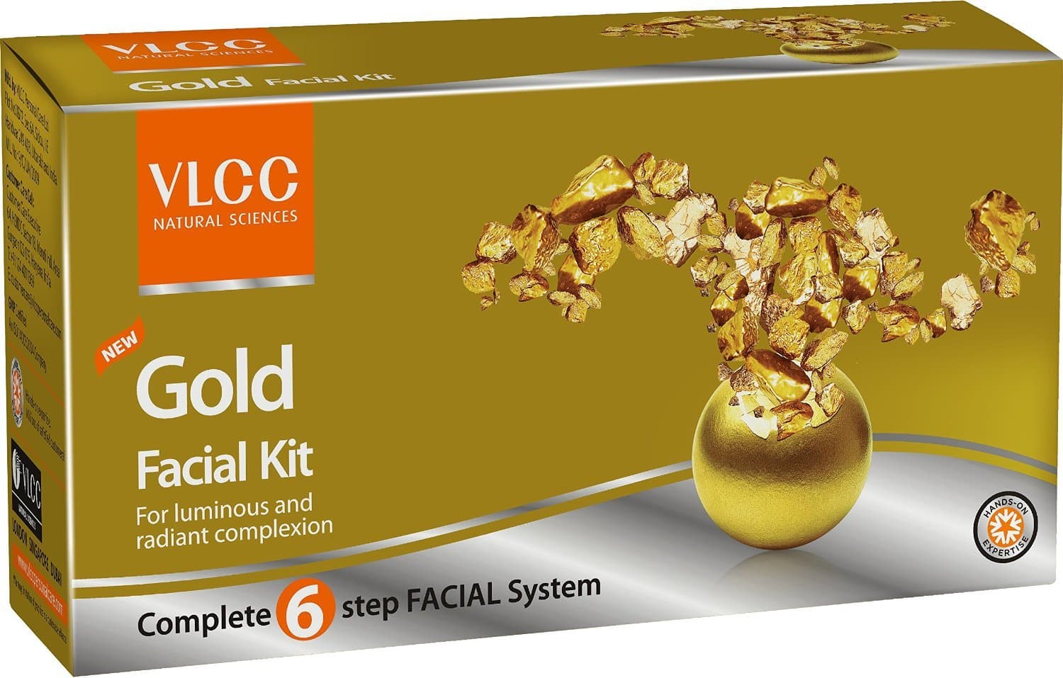 VLCC Natural Gold Complete 6 Step Single Facial Kit For Luminous and Radiant Complexion 60 Gram by VLCC