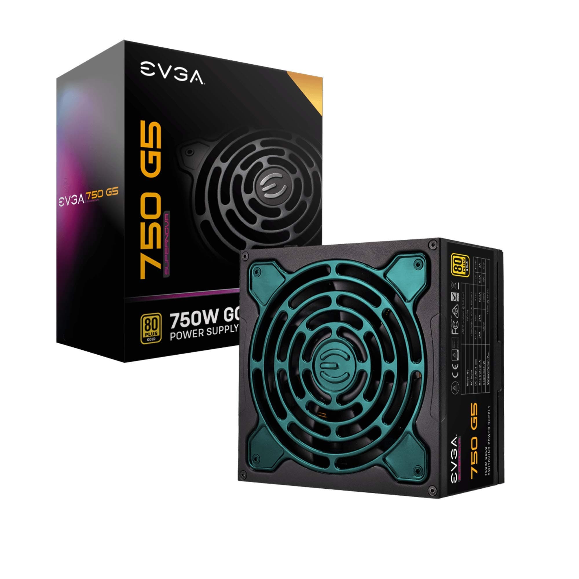 Evga Supernova 750 G5, 80 Plus Gold 750W, Fully Modular, Eco Mode With Fdb Fan, Includes Power on Self Tester, Compact 150Mm Size, Power Supply 220-G5-0750-X3 (Uk)