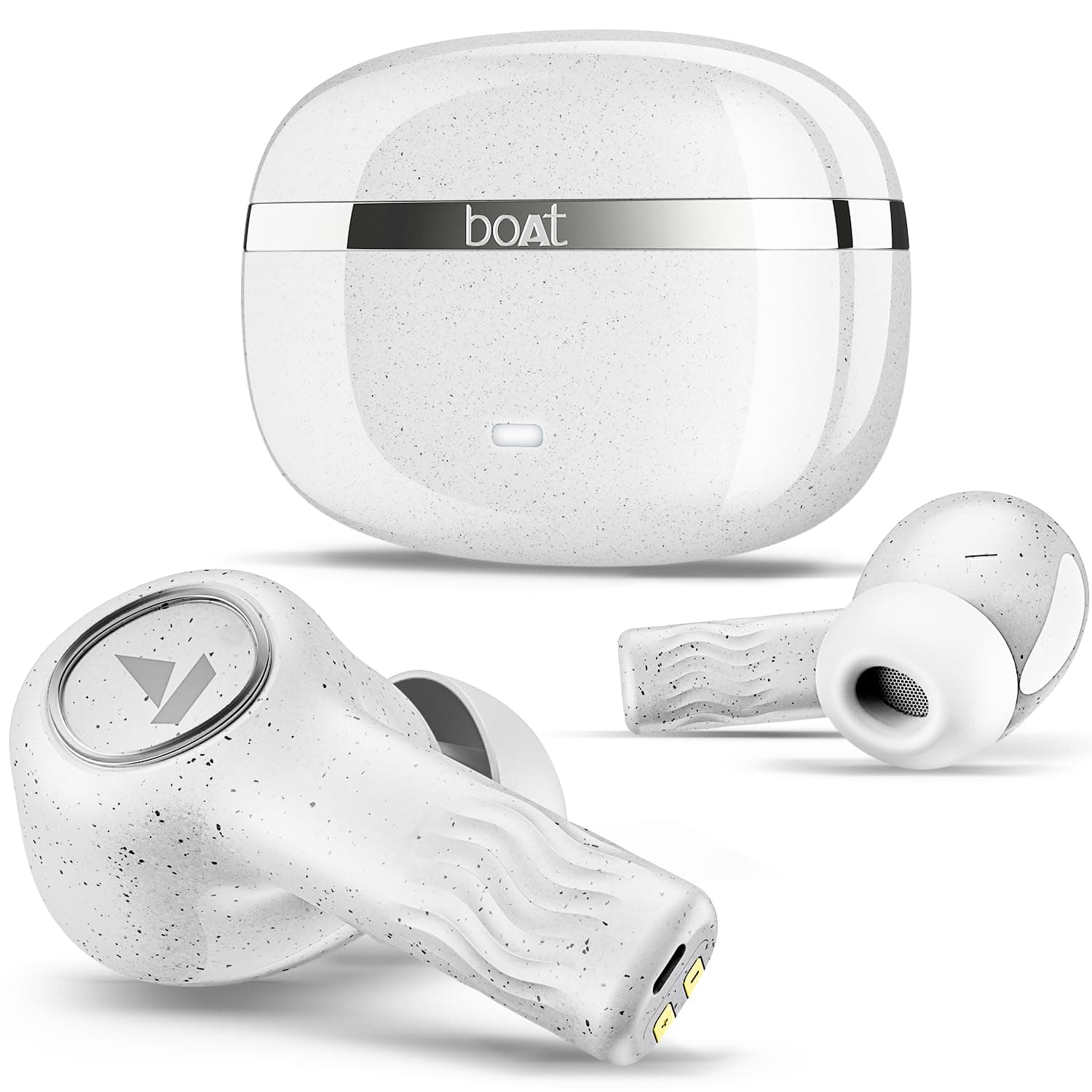 Boat Nirvana Ion ANC, Active Noise Cancellation(~32dB), 120Hrs Battery, App Support, Crystal Bionic Sound, 4Mics ENx, v5.3 Bluetooth TWS in Ear Earbuds Wireless Earphones with mic (Quartz White)