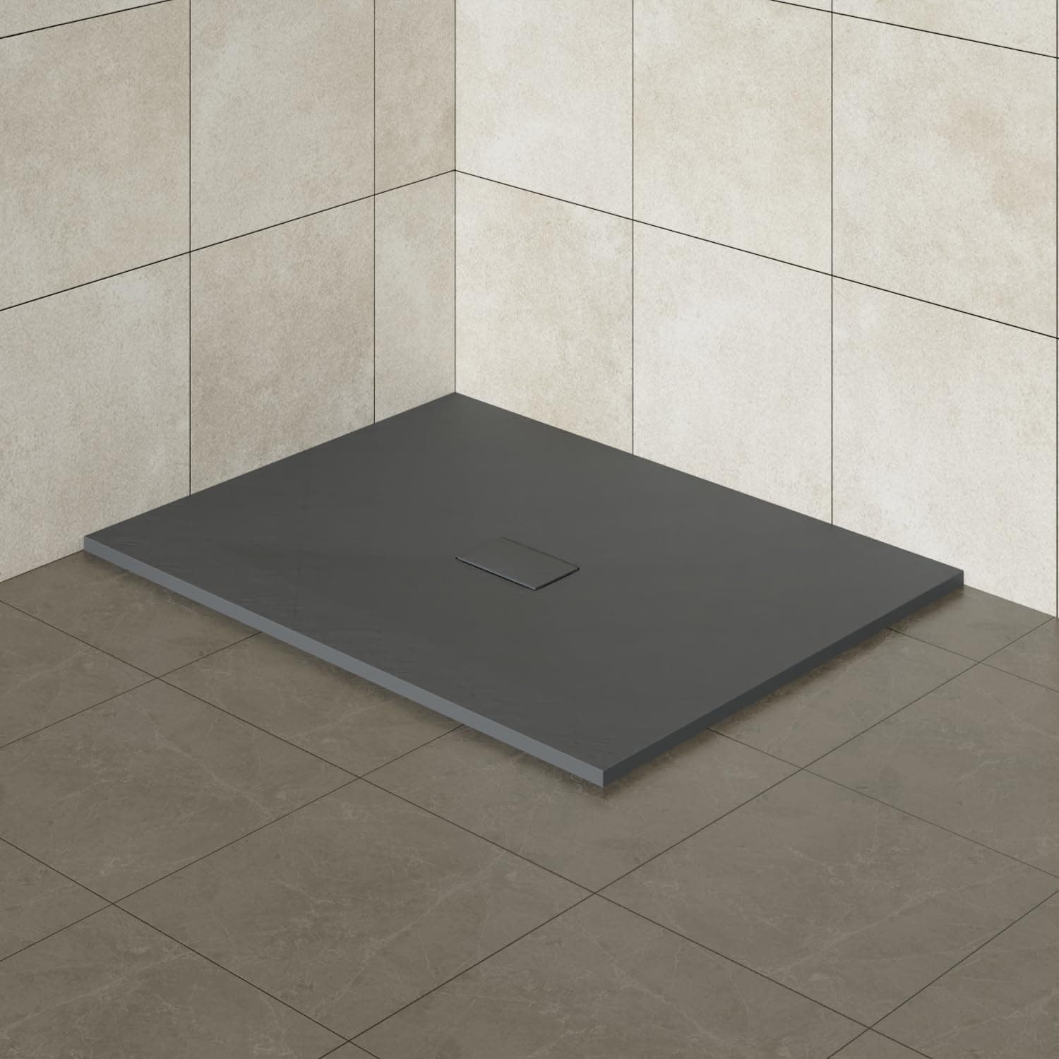 Aquariss 1300x1000mm SMC Anti Slip Shower Base Tray Rectangular for Shower Enclosure Anthracite
