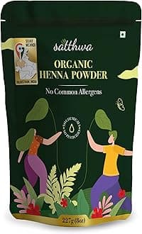 Satthwa Organic Henna Powder (Mehndi Powder)| 227gm (8oz) | 100% Pure and Natural Lawsonia Inermis | Henna for Cools Scalp, Nourishes & Deep Conditions, Rich, Brown Hair Colour and Covering Greys