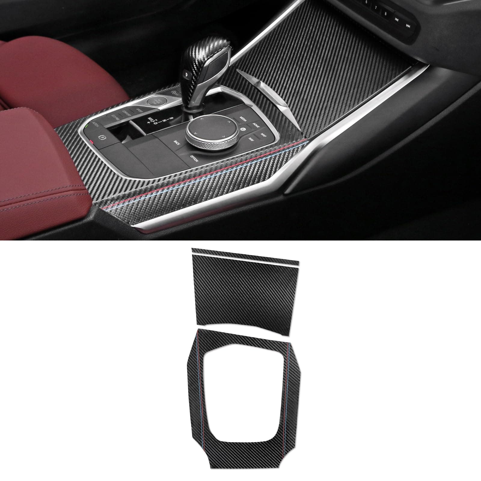 BETTERHUMZ Car Center Console Gear Shift Panel Cover Trim for BMW G20 G28 318i 320i 330i G42 G23 3 4 Series M340i 2020-2023 Moulding Accessories (PVC Leather)