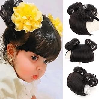 1 Pack Baby Wig Braid Headband for Children, Children Fake Bangs Headband with Head Buckle for COS Hair Accessories (Black)