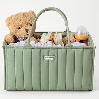 Blissful Diaper Caddy Organizer - Stylish Nursery Storage Basket - Gift for Baby Showers, Newborn Essentials - Sage Green