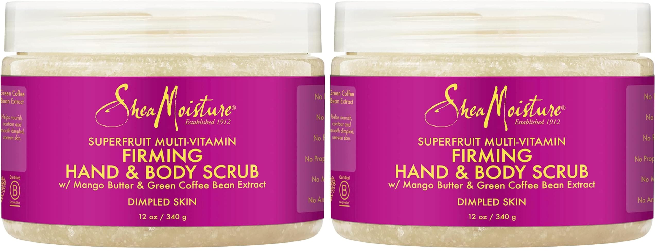 SheaMoisture Hand & Body Exfoliator SuperFruit Complex Exfoliating Scrub for Dry Skin with Shea Butter 12 oz (Pack of 2)