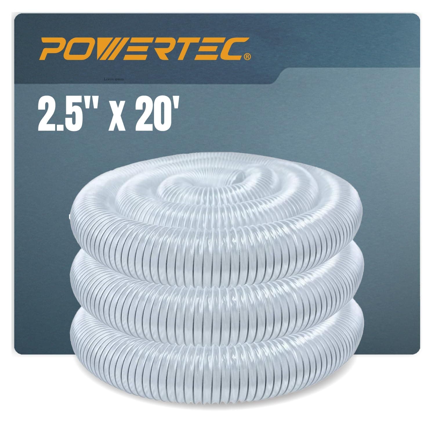POWERTEC 70144 2-1/2" x 20' PVC Dust Collection Hose for Dust Collector for Woodworking and Shop Vacuum, 2-1/2 Inch Dust Collector Hose for Dust Collection Fittings