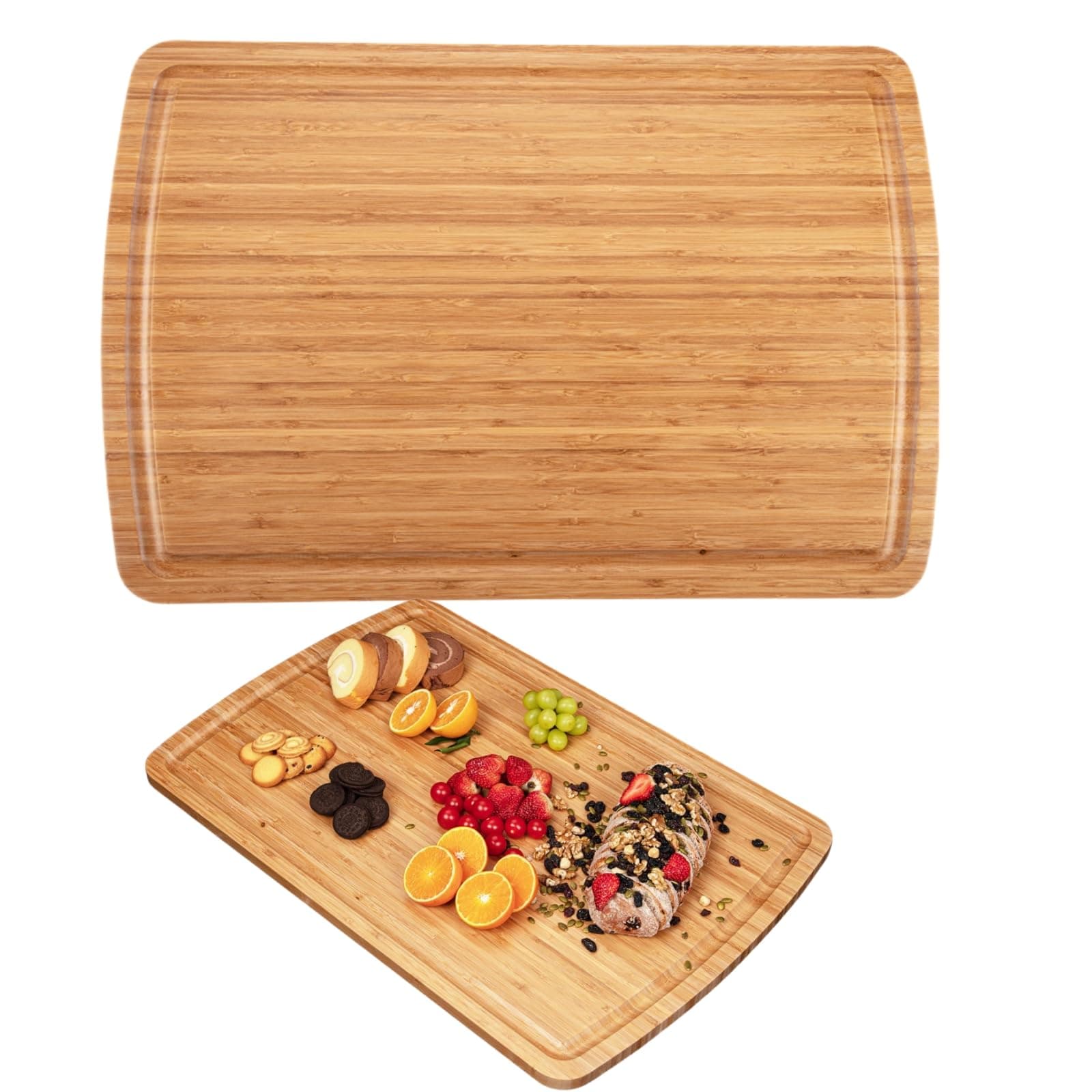 30" Extra Large Bamboo Cutting Boards for Kitchen, Wooden Chopping Board with Juice Groove, Reversible Butcher Block Cutting Board Carving Board for Meat Turkey Veggies, 30 x 20 Inch