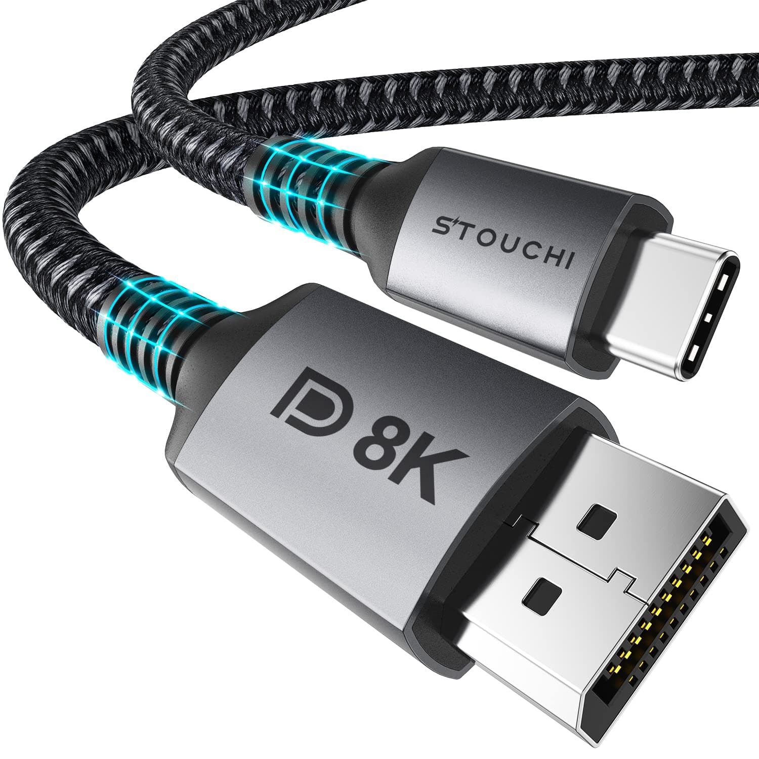 Stouchi USB C to DisplayPort 1.4 8K Cable 1M / 3.3Ft Thunderbolt 3 to DisplayPort 4K@144Hz/120Hz 5K@60Hz 2K@240Hz HBR3 DP1.4 Adapter for 2021 MacBook Pro, M1 Mac Mini, Dell XPS