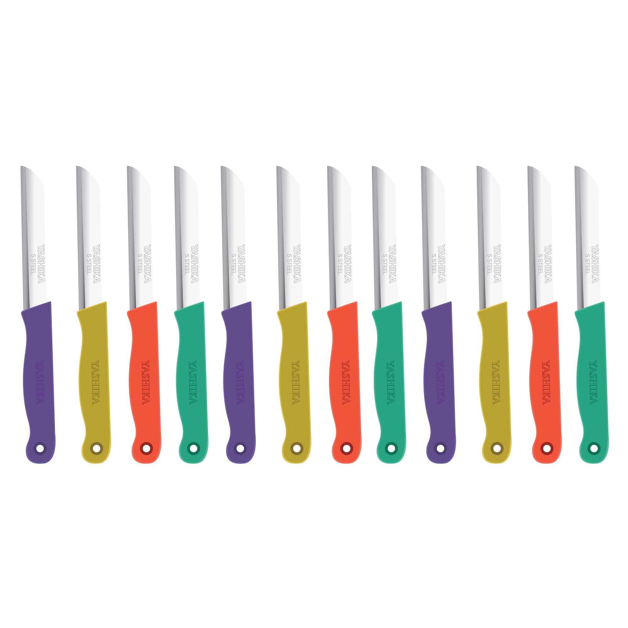 Darkpyro's Multi Purpose 12 psc Heavy Stainless Steel Knives Set with Bushy Type and Perfect Grip Handle(Multi Colour)