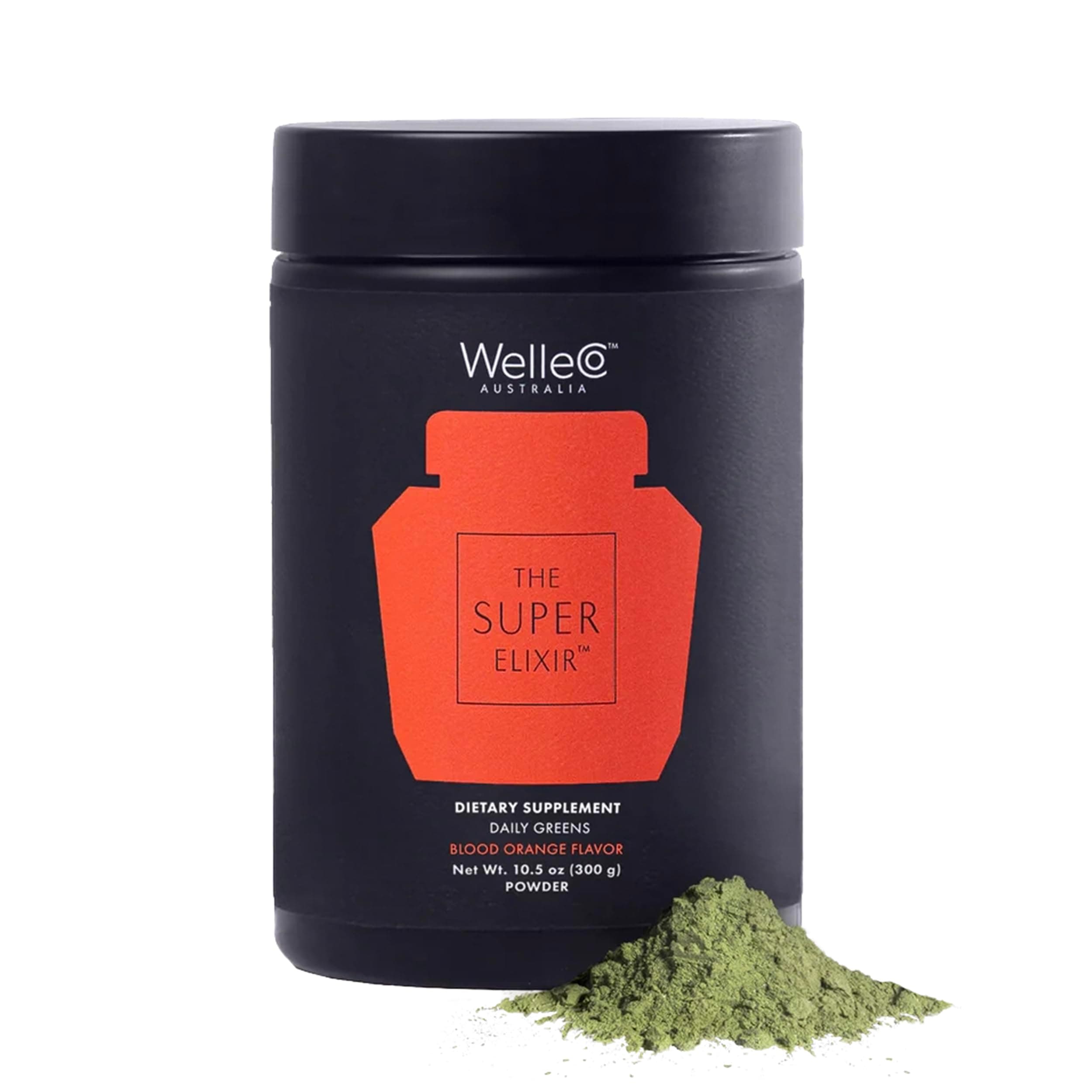 The Super Elixir Daily Greens Powder, Probiotic Drink Mix with Whole Foods, Gluten Free, Vegan Gut Health Powder, Energy, Immunity, Healthy Skin, Hair & Nails (Jar, Blood Orange)