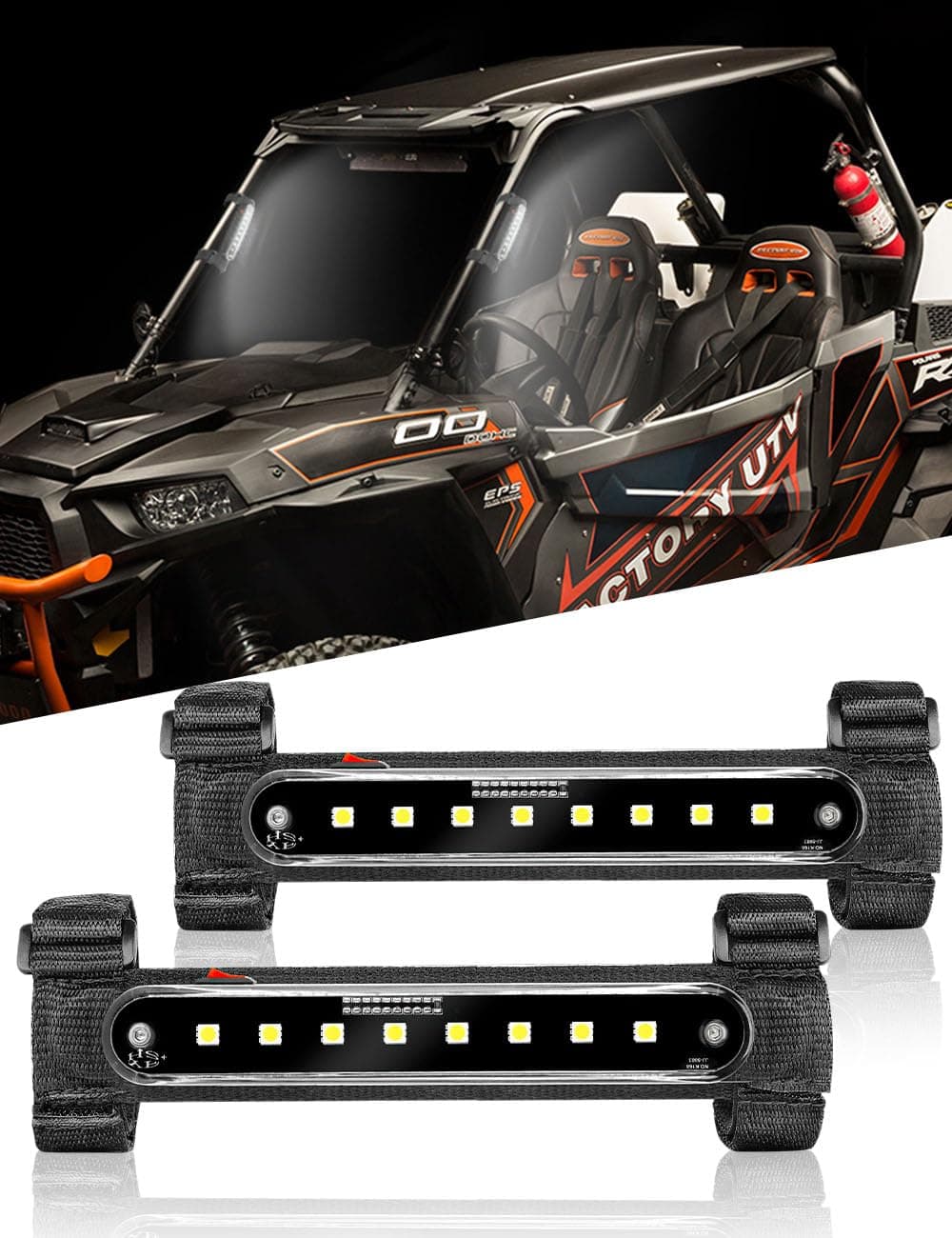 SUNPIE UTV Dome Light Battery Powered for ATV Boat Polaris Can am Pioneer/Talon Kawasaki Mule/Terxy Arctic Cat Golf Cart Off-Road SXS, 2 Pack Powersport Wireless SXS Interior LED Lights