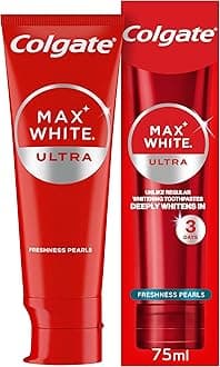 Max White Ultra Freshness Pearls Whitening Toothpaste 75ml - Deeply whitens in just 3 Days - Removes deep-Set Stains - Warming Sensation and Rich Foam - Enamel Safe for Daily use