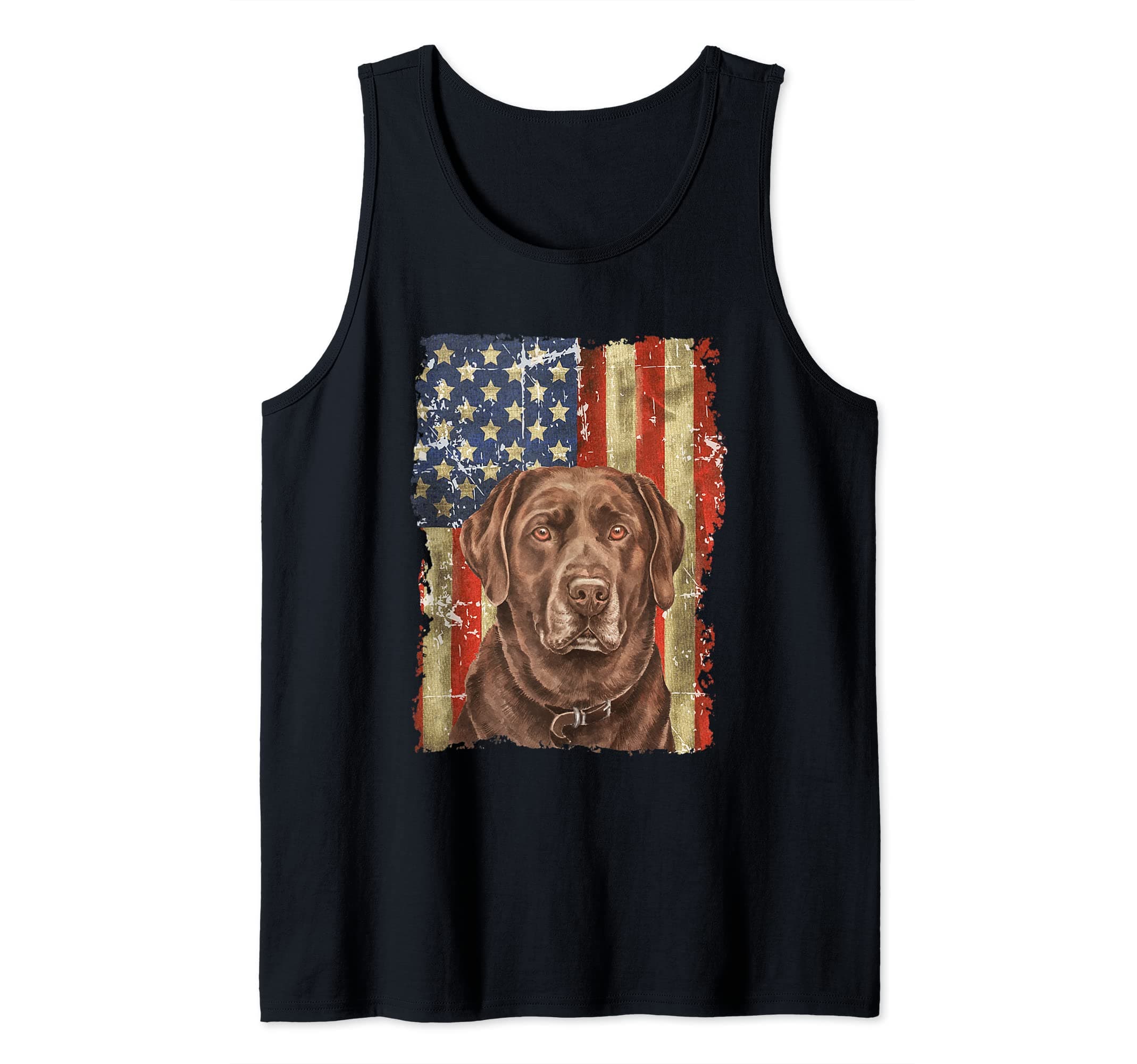 Retro Chocolate Lab With USA Flag Gift Chocolate Lab Dad Mom Tank Top