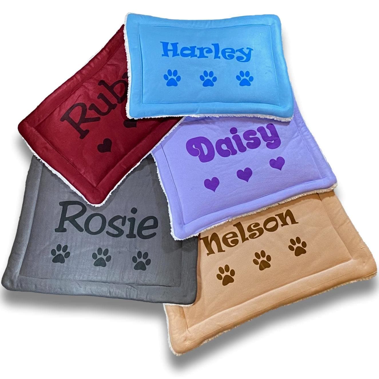 Custom Catch Personalized Dog Mat - Gift for Crate Cushion, Puppy Sleeping Blanket, Kennel Bed Pad - Extra Large - XL - Gray, Purple, Blue, Maroon, Beige