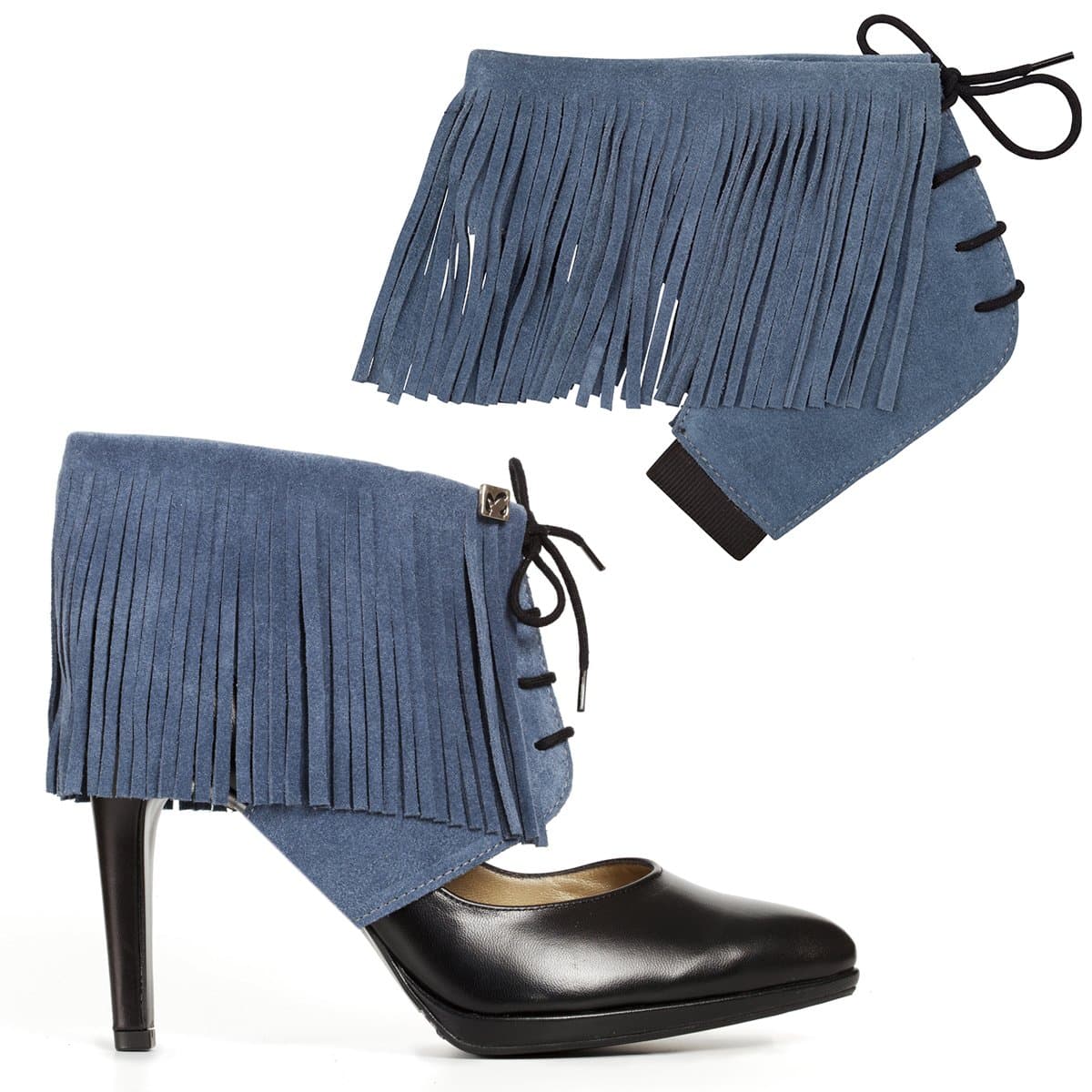 Fringe Shoe Accessories Transform Your Pumps into Ankle Boots and Walk Comfortable in Heels. Suede Leather, (Size S,M,L, Available in More Colors)