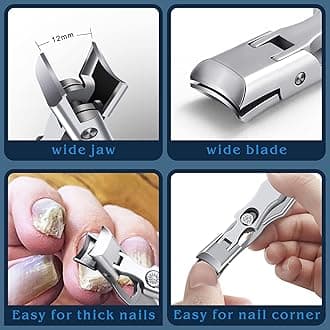 DRMODE Wide Jaw Hole Nail Clipper, Stainless Steel Thick Nail Clipper, Large Nail Clippers with Sharp Curved Blade for Men