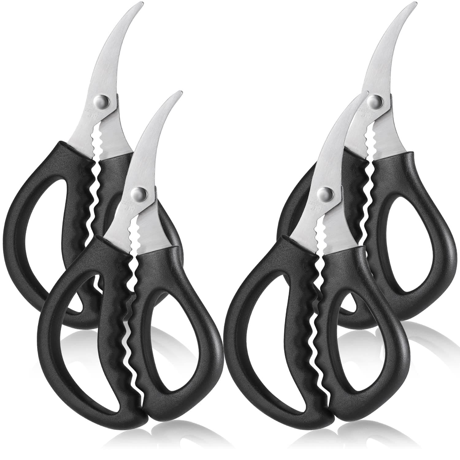 Aspiree 4 Pack Kitchen Seafood Scissors, Multifunctional Stainless Steel Lobster Shears, Seafood Peeling Tools