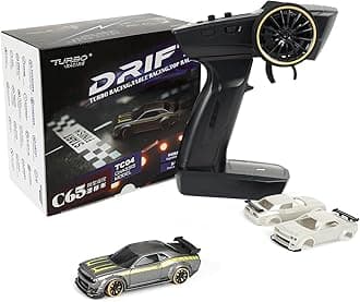 SVERTIBO Turbo Racing 1:76 Scale RC Drift Car, Table Racing 2.4GHZ Remote Control Mini Model Car with Gyro Full Proportional RTR for Adults Toys (C65)