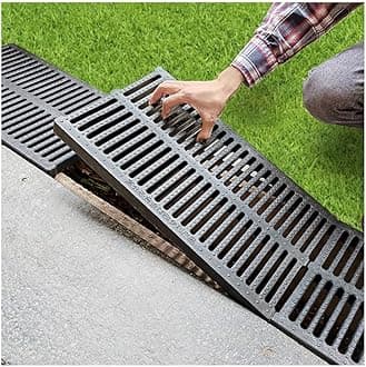 Drain Channel Strainers, Sewer Cover Grates, Kitchen Sewage Ditch，Trench Drainage, Linear Drain, Regular Trench Drain, for Garage Driveway Lawn (Color : Black, Size : 50x20x4cm)