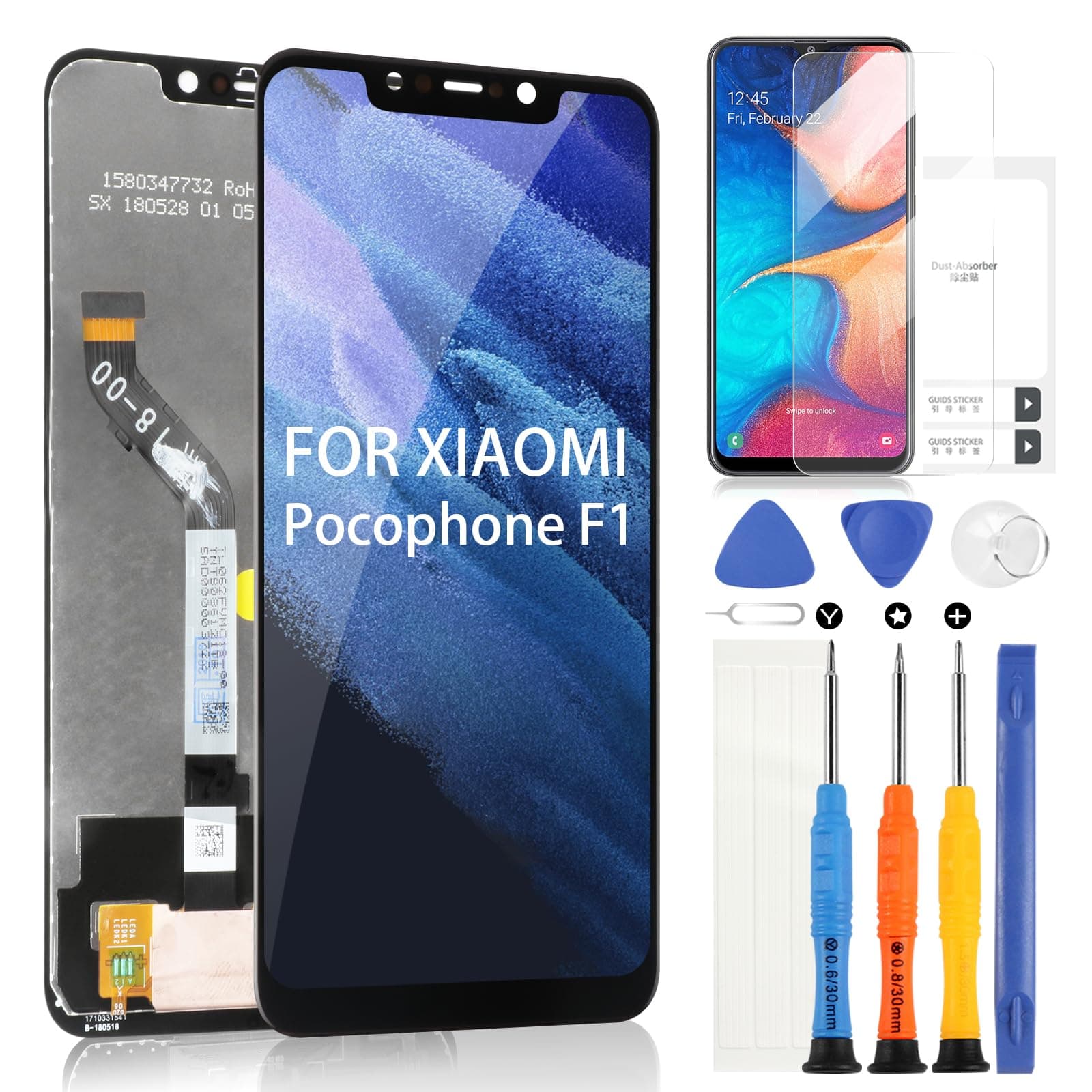 ARSSLY LCD Screen for Xiaomi Pocophone F1 LCD Display for Xiaomi Poco F1 Digitizer Touch Glass Screen Replacement Assembly with Tools