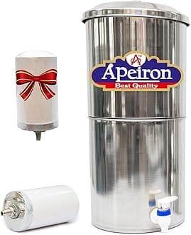 Sponsored Ad - Apeiron Stainless Steel Purifier Non Electric Ceramic Water filter with 1 Candle - 16 Litre
