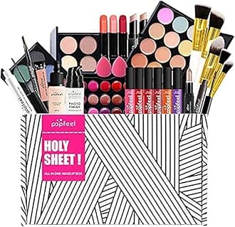 All-in-one Makeup Set Holiday Gift | Full Makeup Kit for Women Essential Starter Bundle Include Eyeshadow Palette Lipstick Blush Cream Concealer Face Powder Eyeliner Mascara Lipgloss Brush