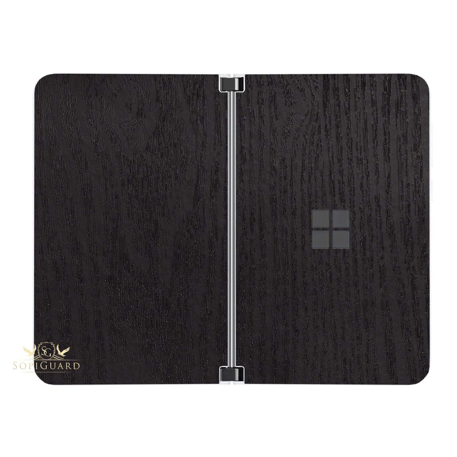 SopiGuard Sticker for Surface Duo Phone Edge-to-Edge Precision Vinyl Skin Wrap (Wood Black)