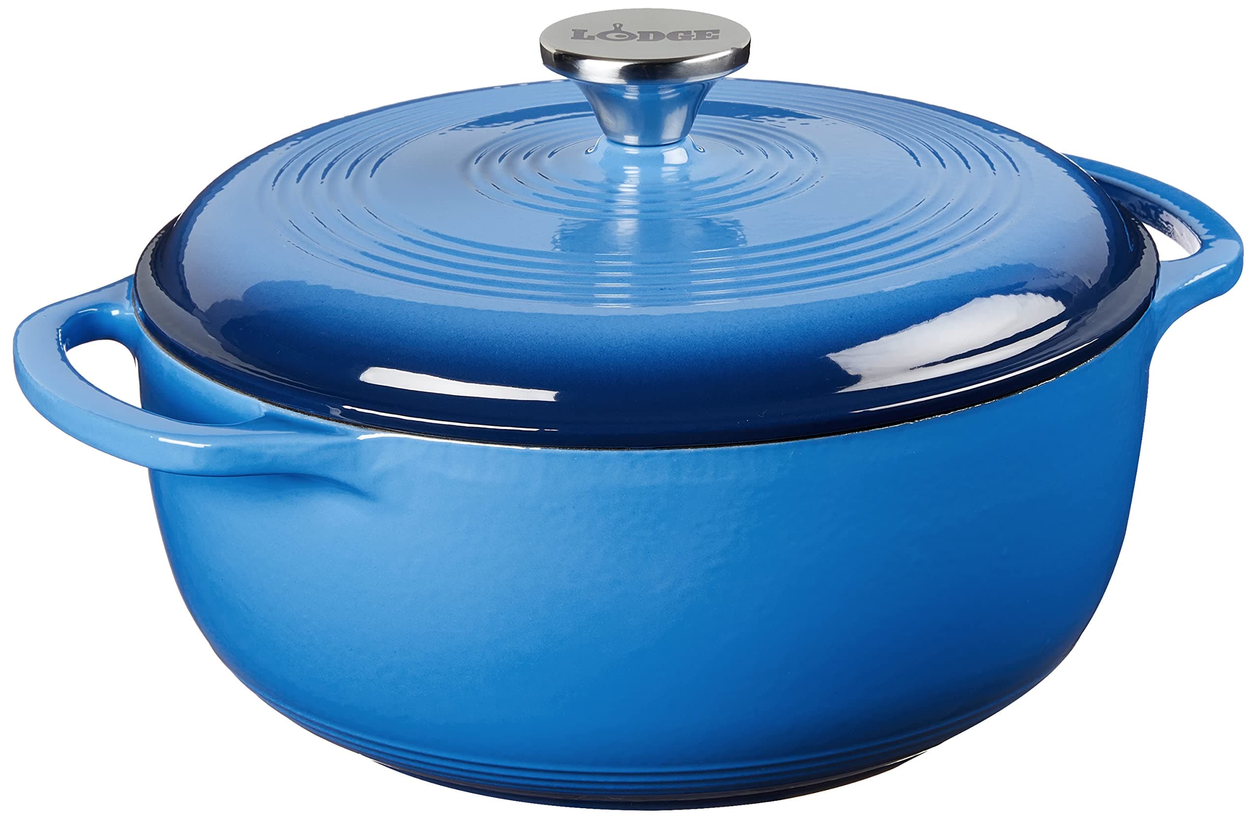 4.5 Quart Enameled Cast Iron Dutch Oven with Lid – Dual Handles – Oven Safe up to 500° F or on Stovetop - Use to Marinate, Cook, Bake, Refrigerate and Serve – Caribbean Blue