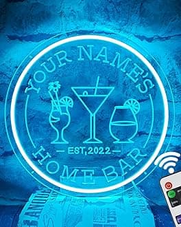 Custom Bar Neon Sign for Home Bar, Personalized LED Neon Lights with Remote for Men's Dad's Gifts, Neon Sign Customizable Waterproof Cocktail Sign for Pool Bar&Grill Pub Bistro Business Man Cave Outdoor Signage Decor