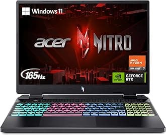 Acer Nitro 16 Gaming Laptop | AMD Ryzen 7 7840HS OctaCore CPU | NVIDIA GeForce RTX 4060 Laptop GPU | 16" WUXGA 165Hz IPS Display | 16GB DDR5 | 512GB Gen 4 SSD | WiFi 6E | RGB Backlit KB | AN16-41-R1WE