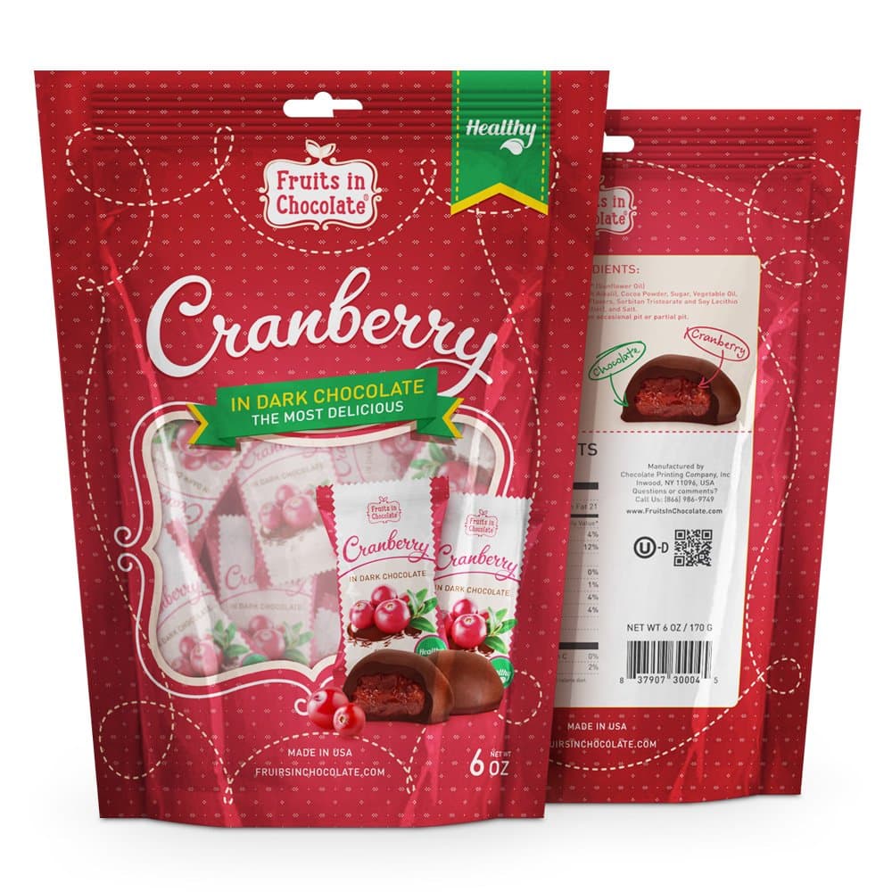 Dark Chocolate Covered Cranberries, 6 Oz Bag