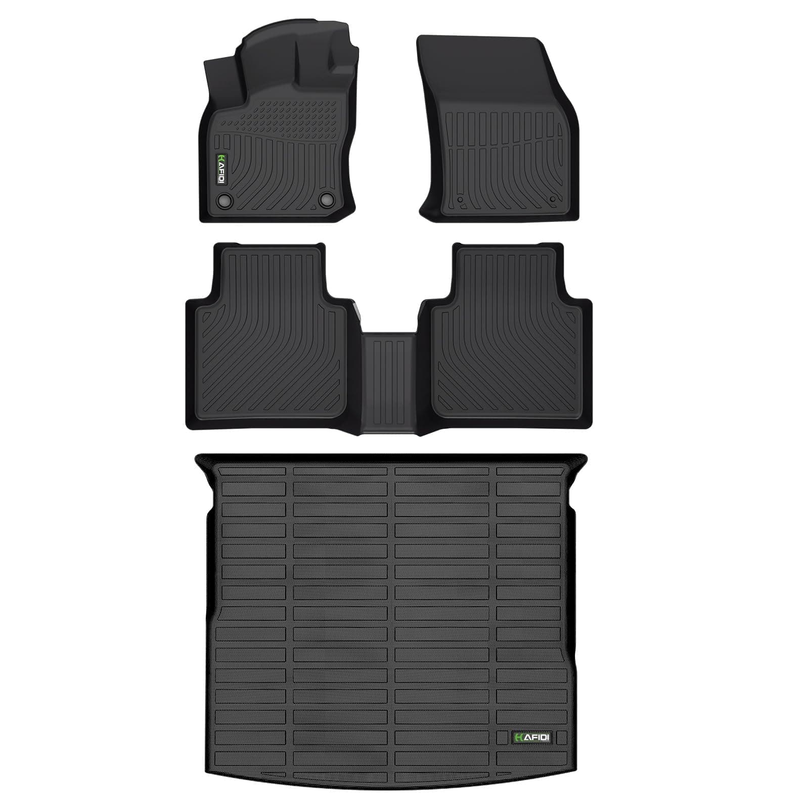 Floor Mats & Cargo Liner Set Fit for 2018-2024 Volkswagen Tiguan All Weather Protection TPE Anti-Slip Automotive Full Set Floor Liners Custom VW Tiguan Accessories - Black