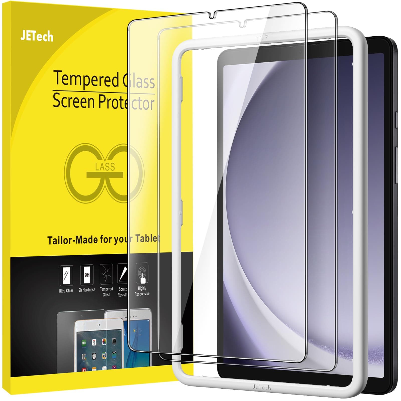 Screen Protector for Samsung Galaxy Tab A11 / Tab A9 8.7-Inch 2025/2023 with Easy Installation Frame, Tempered Glass Film, HD Clear, 2-Pack
