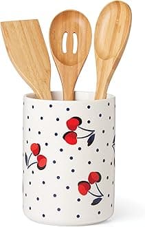 Kate Spade New York Vintage Cherry Dot 4-Piece Utensil Crock Set, 3.90, White