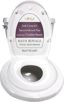 BATH ROYALE Potty Training Seat - Soft Close, Kingsport BR721-00, Elongated White, Adult & Child Combo