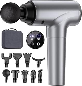 Massage Gun Deep Tissue, Muscle Massage Gun with 9 Attachment Heads 20 Speeds & Silent Brushless Motor for Pain Relief, Handheld Percussion Back Massager Gun for Athletes