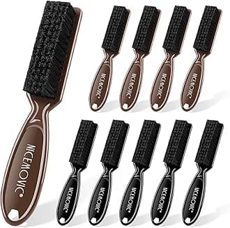 NICEMOVIC 10 Pcs Barber Clipper Cleaning Brush, Barber Accessories Supplies, Blade Trimmer Cleaning Mini Brush Bulk Set Duster Manicure Nylon Brush Hair Styling Tool (Black&Brown)