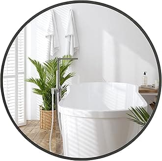 Americanflat 20" Framed Black Round Mirror - Black Circle Mirror for Bathroom, Bedroom, Entryway, Living Room - Large Circular Mirror for Wall Décor