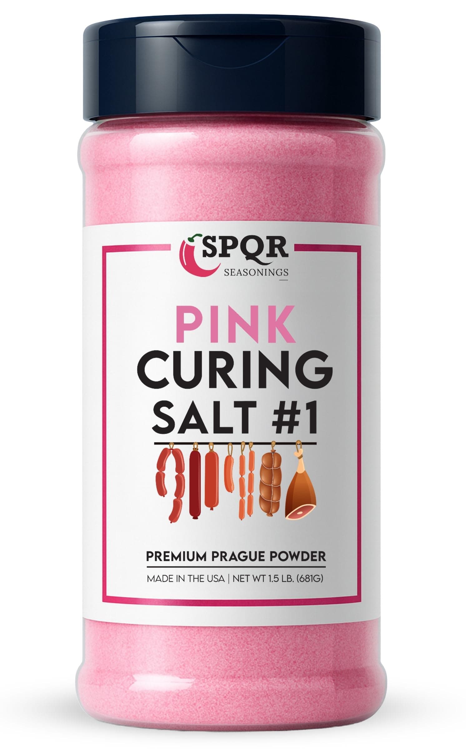 Curing Salt No.1. Quick Cure Premium Prague Powder XL 1.5 Pound Bottle by SPQR Seasonings