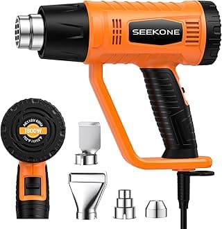 SEEKONE Heat Gun 1800W Heavy Duty Fast Heat Hot Air Gun Kit with 100°F and 1400°F (400℃-600℃) Dual Temperature Settings and 4 Nozzles with Protection Against