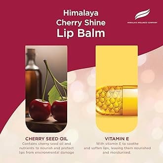 Himalaya Cherry Shine Lip Balm with Cherry Seed Oil & Vitamin E | Natural Glossy Finish | Nourishes, Moisturizes & Protects Lips, 4.5g