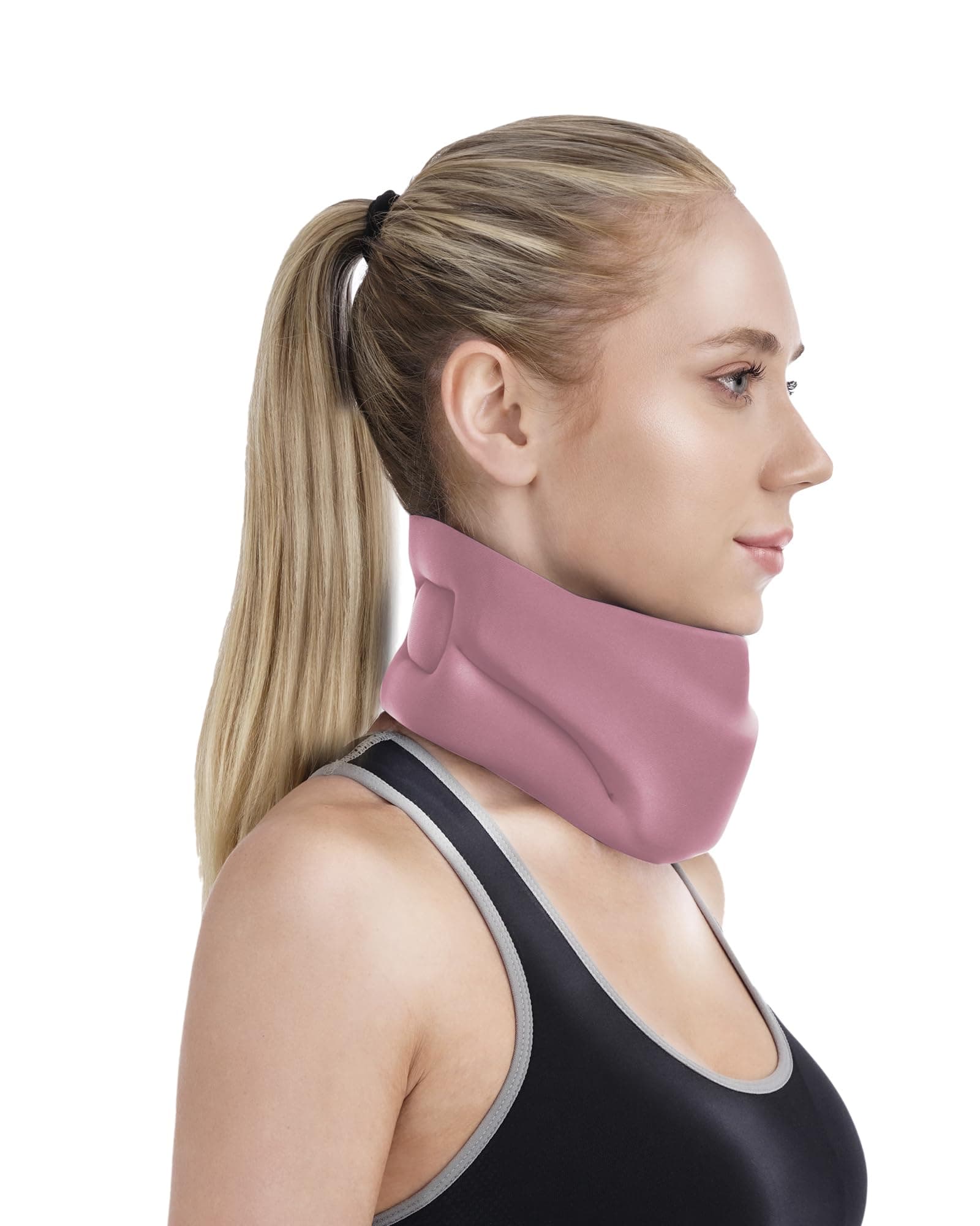 Neck Brace for Sleeping - Cervical Collar Relief Neck Pain and Support Soft Foam Wraps Keep Vertebrae Stable and for Relief of Spine Pressure for Women & Men - Baby Pink (10.6-12.6 Inch)