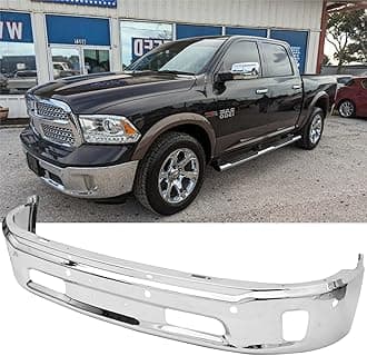 Front Bumper Compatible with 2013-2018 Dodge Ram 1500, Chrome Truck Automotive Steel Replacement Bumpers Face Bar, with Fog Light Holes & Sensor Holes (Style C)