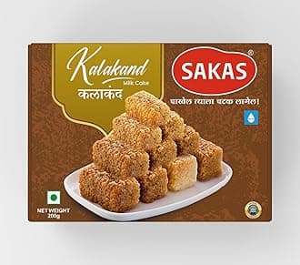 SAKAS Kalakand Sweet Pure Ghee Milk Cake - 200grm | Authentic and Fresh Mithai |Traditional Indian Sweet | Gift Pack for Family, Friends on Special Occasions |No Added Colours Or Preservatives | Festive Sweet Gift Box(200gm)