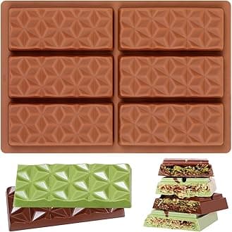 Chocolate Molds - Non-Stick Silicone Chocolate Bar Molds, Food Grade, Rectangular Prism, Brown