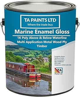 T A Paints Ltd Marine Boat & Barge Paint Multi Purpose Marine Gloss Paint Wood Metal Above Below Waterline Cruisers Canal Barge Narrow Boats (5 litres, Black)