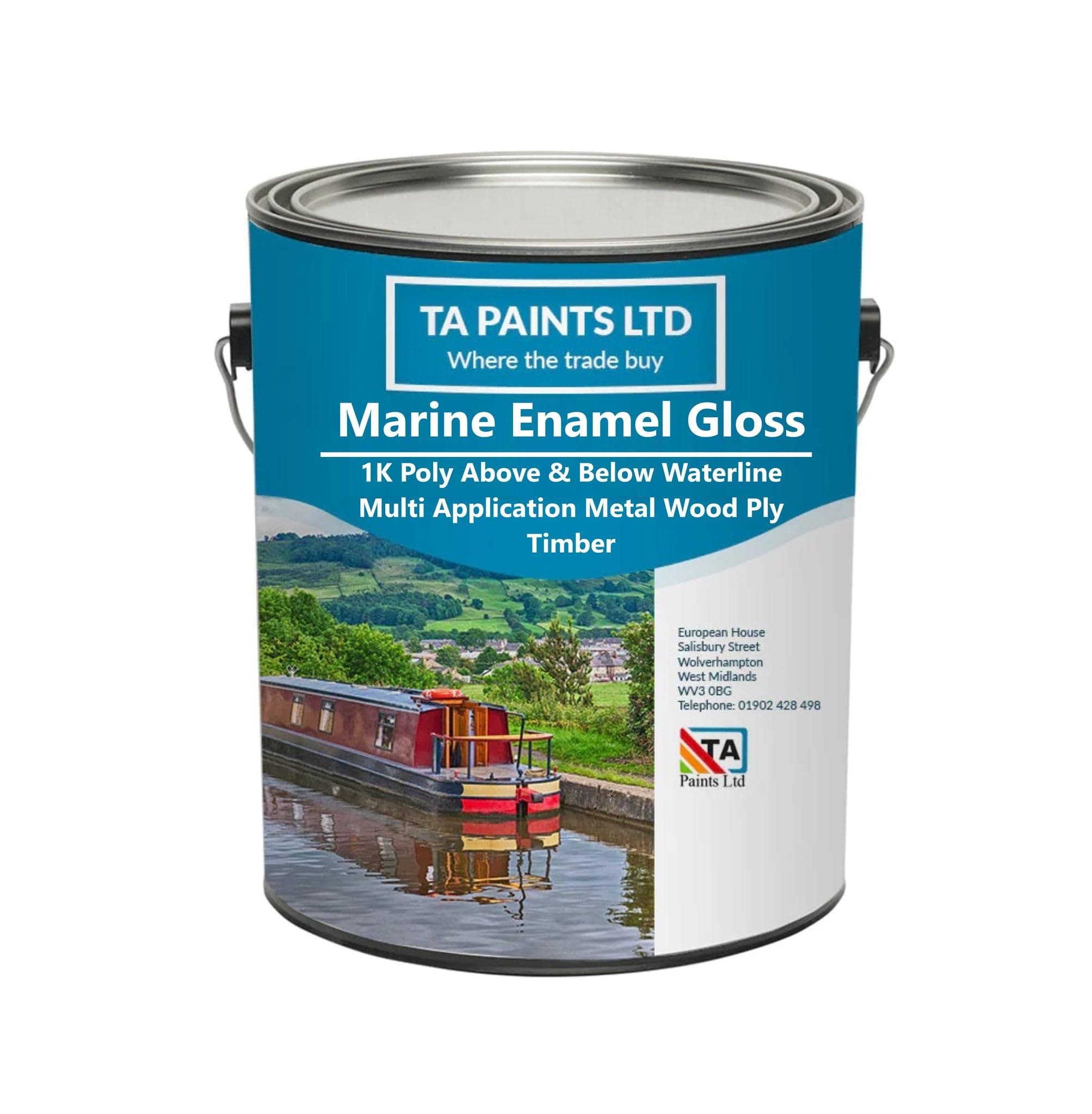 T A Paints Ltd Marine Boat & Barge Paint Multi Purpose Marine Gloss Paint Wood Metal Above Below Waterline Cruisers Canal Barge Narrow Boats (2.5L BS 224 Green)