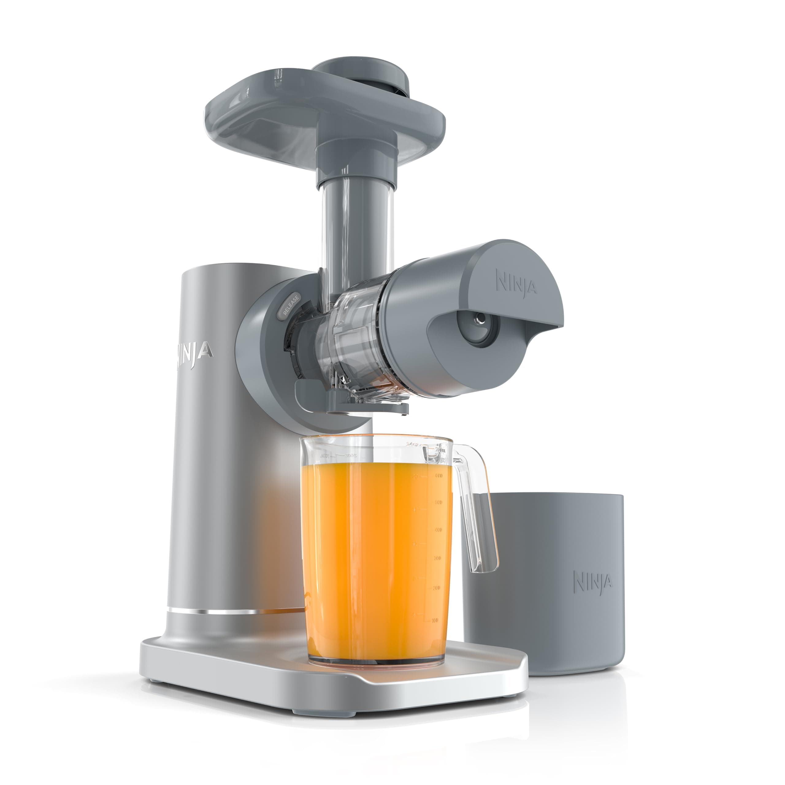 Ninja NeverClog Cold Press Juicer | Powerful Electric Slow Masticating Juicer with Pulp Control | XL Capacity | 24 oz. Juice Jug & 36 oz. Pulp Container | Dishwasher Safe | Gray | 150W | JC151SL