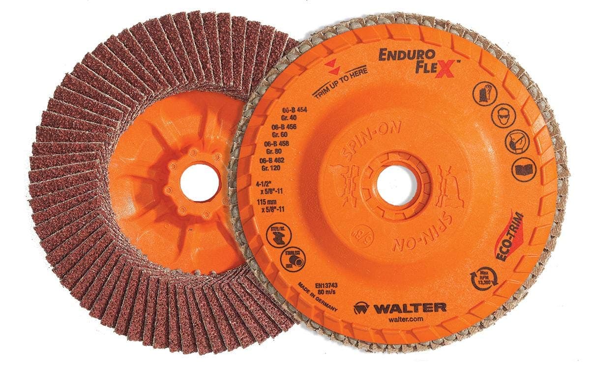 Walter 06B508 ENDURO-FLEX Abrasive Flap Disc - [Pack of 10] 80 Grit, 5 in. Finishing Disc with ECO-TRIM Backing. Blending Discs